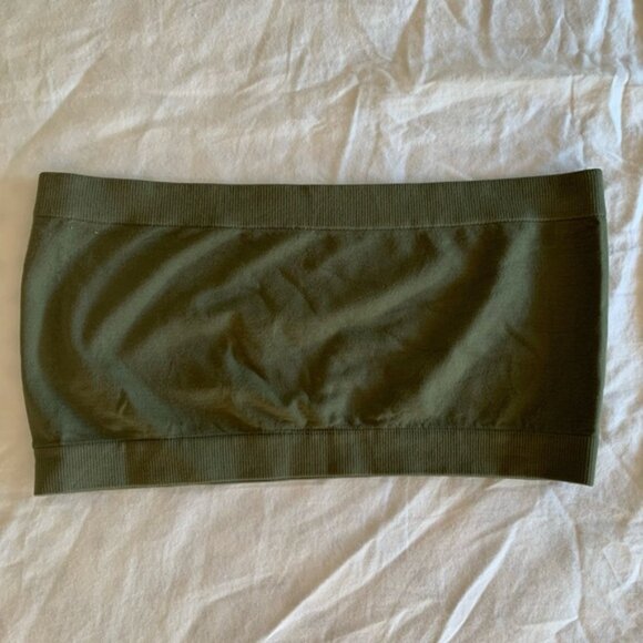 Army Green Spandex Strapless Bra Bandeau Tube Top - Picture 2 of 3